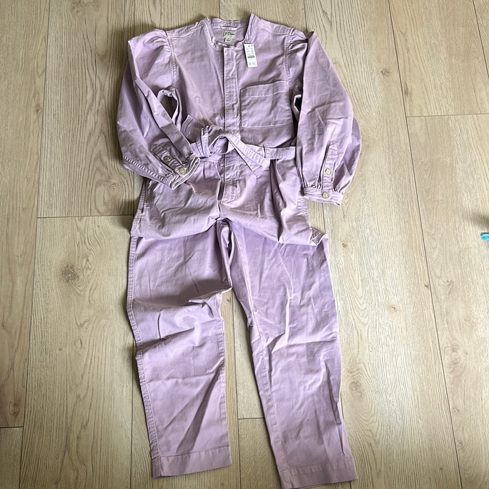 J. Crew Purple Utility Jumpsuit with Long Sleeves